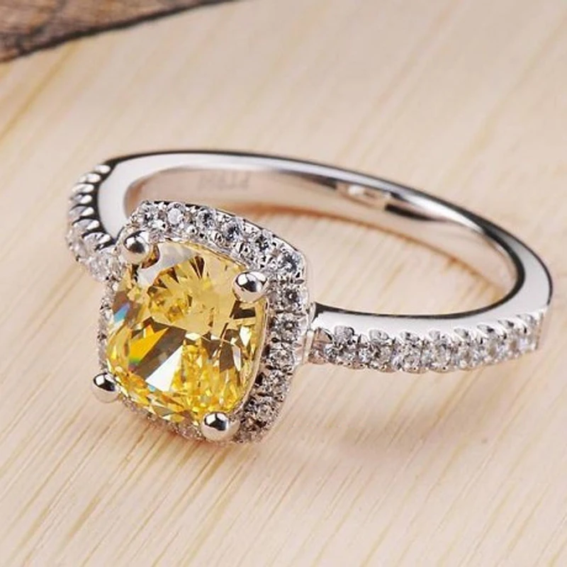 Роскошные 2 ct CZ кольца женские модные новые белые кристаллы 4 зубец циркония