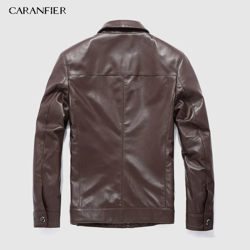 CARANFIER, новинка, овчина, модные куртки, мотоциклетная куртка, Мужская одежда из натуральной кожи, дизайнерские Куртки из натуральной кожи, пальто