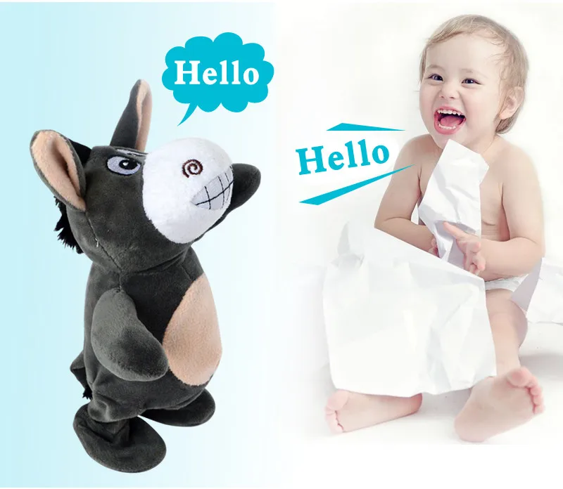 

Очаровательный Забавный говорящий Электрический плюшевый Ослик, игрушка, милая запись звука, обучающие игрушки для детей, подарок для детей