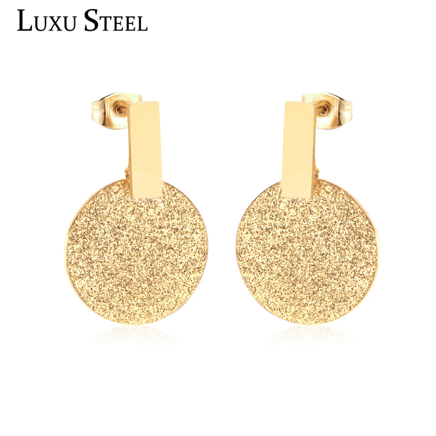 Серьги подвески LUXUSTEEL из нержавеющей стали круглые ювелирные украшения с