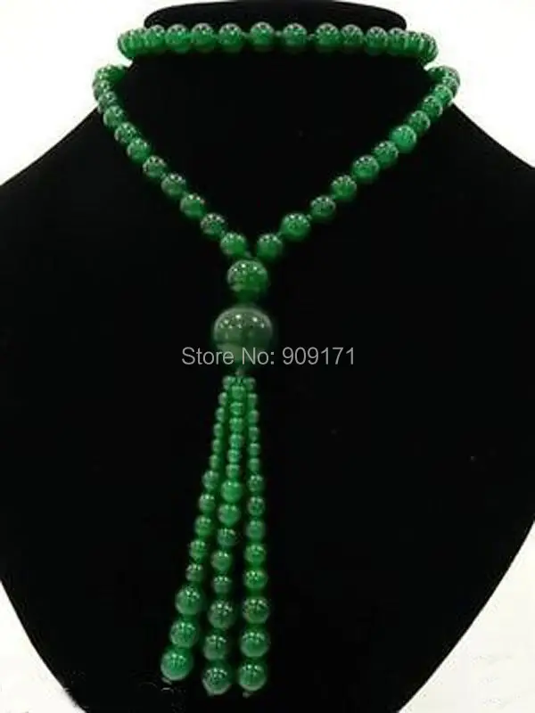 

Free Shipping>>Beautiful green stone bead long Pendant necklace