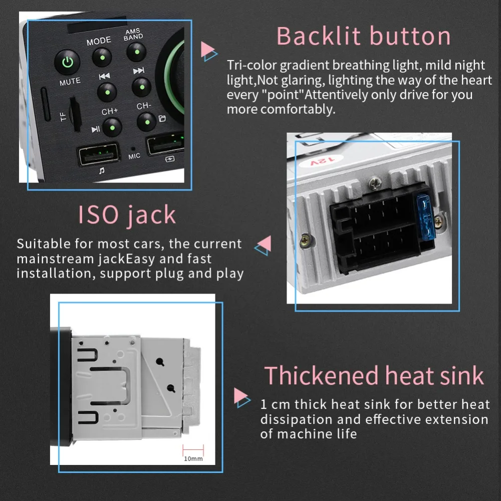 Автомобильный радиоприемник 1 din Авторадио автомобильный FM радио с поддержкой