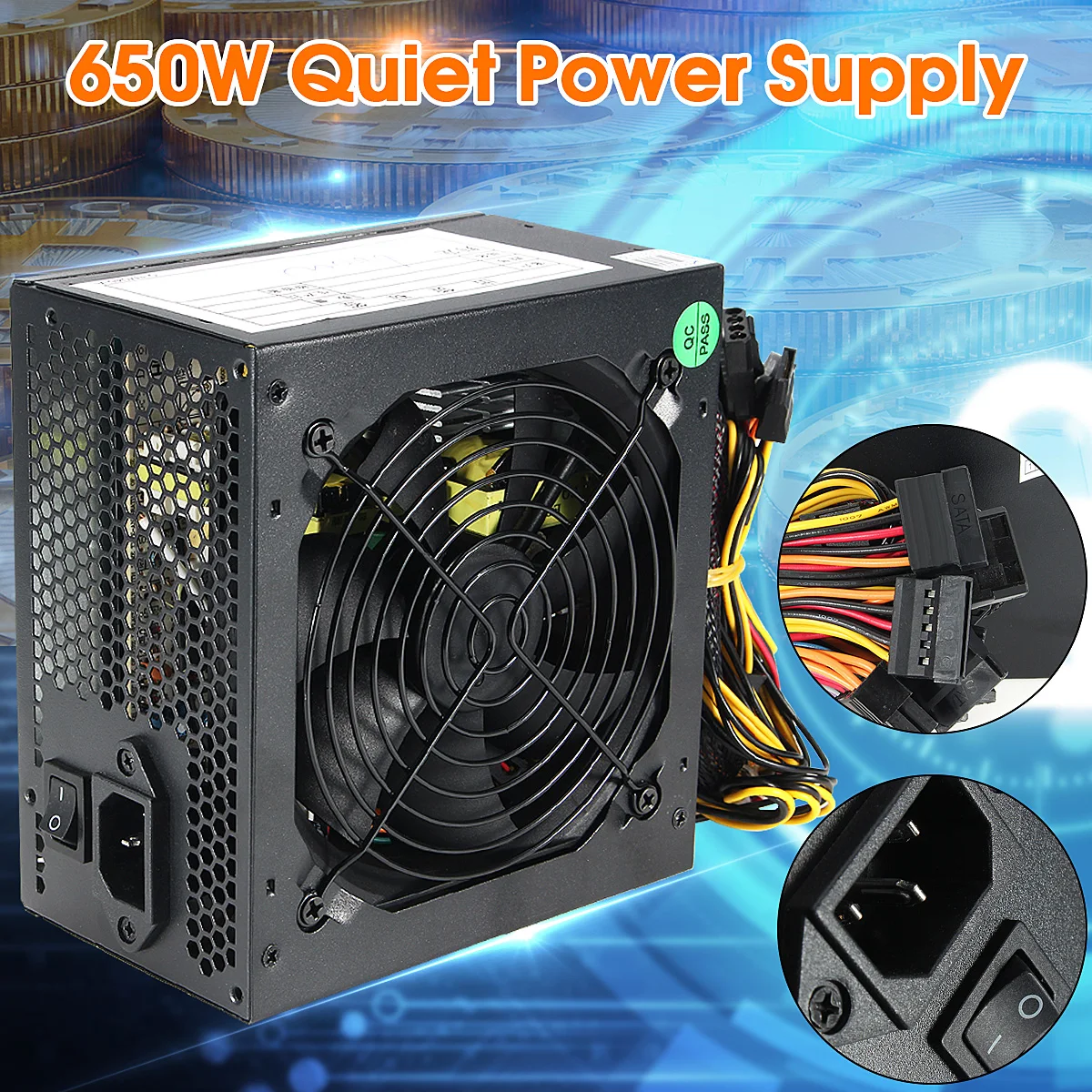 600 Вт ТИХИЙ 120 мм вентилятор ATX 12 В 4/8-pin ПК блок питания модульный SLI вентилятор с подсветкой для высококлассной компьютерной конфигурации ПК