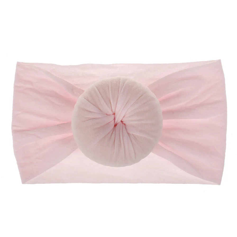 Round Light Pink 21 цвет, детский бант из нейлона, повязка на голову для девочек, весна, детская мягкая эластичная круглая повязка на голову, повязка на голову с бантом для новорожденных, аксессуары для волос - Цвет: Round Light Pink