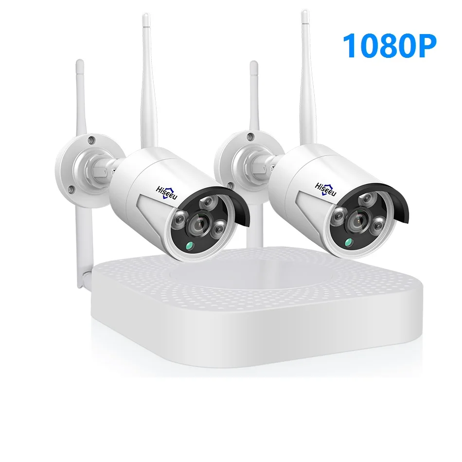 Серый Hiseeu, 4CH, 960 P/1080 P, беспроводная система видеонаблюдения, wifi, 2 шт, 1.3MP, 2MP, водонепроницаемая ip-камера, Открытый комплект безопасности, CCTV, выдвижная - Цвет: Серый