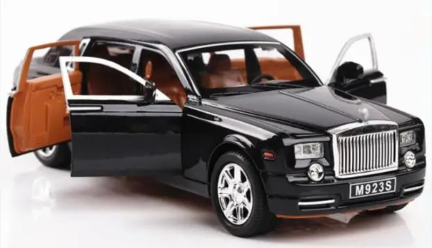 1:24 модель автомобиля Rolls-Roy Phantom удлиненные транспортные средства литья под давлением сплав модель легкие модели отличная игрушка-Имитация Подарочная коллекция - Цвет: Черный