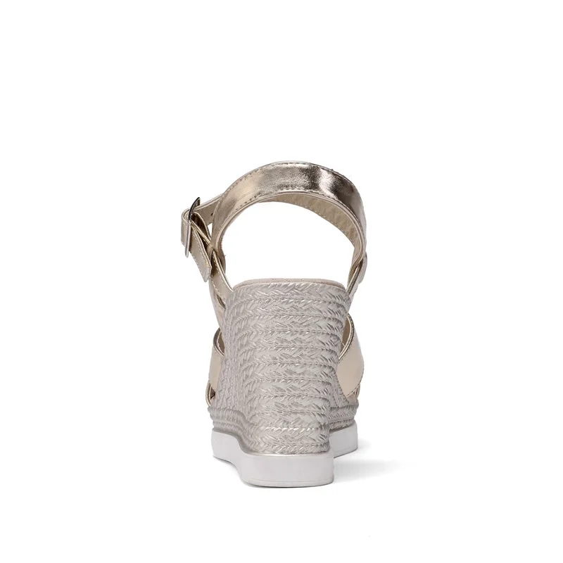 

EGONERY Shoes Woman 2019 Summer New Concise Casual Open Toe Woman Sandals Outside Super High Wedges Platform Buckle Ladies Shoes