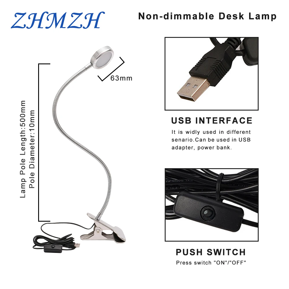 DC5V LED Настольная лампа 10 Вт с регулируемой яркостью USB настольная для чтения книг