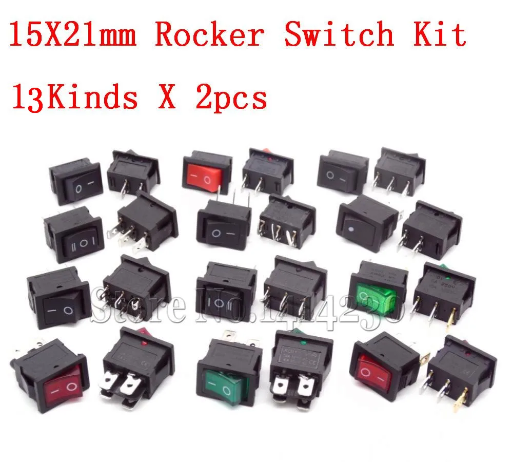 26 шт. Тип переключателя 15X21 2pin 3pin 4pin 6Pin 10A 125 В 6A/250VAC вкл. вкл.-ВКЛ. 15*21 мм комплект