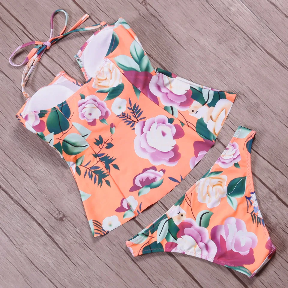 Женский купальник из двух предметов с цветочным принтом | Спорт и развлечения