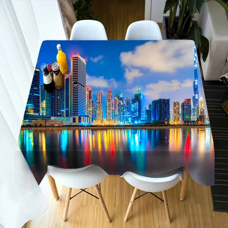 Искусственная объемная ночная сцена города речной пейзаж утолщенная замшевая