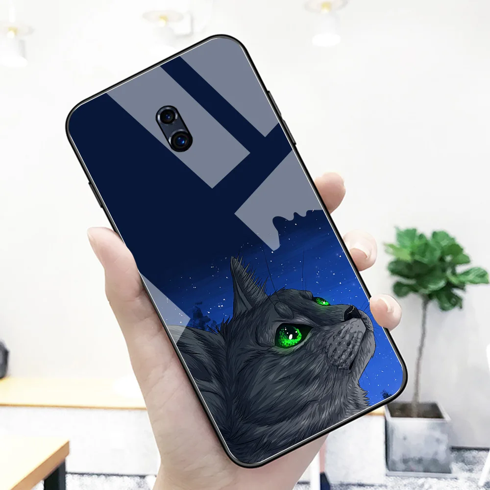 For Oppo R11s plus case glass back anime animal cute cat cover for R9 R9S R11 R11S Plus R17 R15 F9 Pro Find X A7X Reno | Мобильные