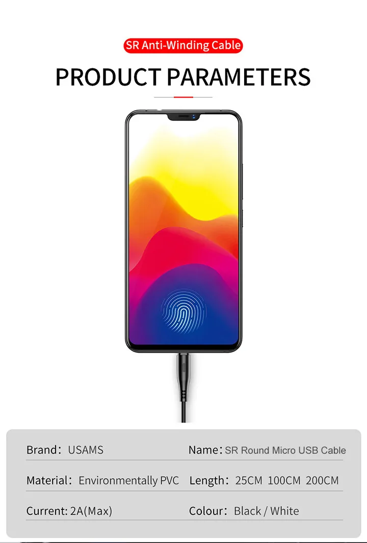 USAMS 2A Быстрая зарядка Micro usb кабель 2 м 1 м кабель для samsung huawei Xiaom microusb кабель Android мобильный телефон кабель micro шнур