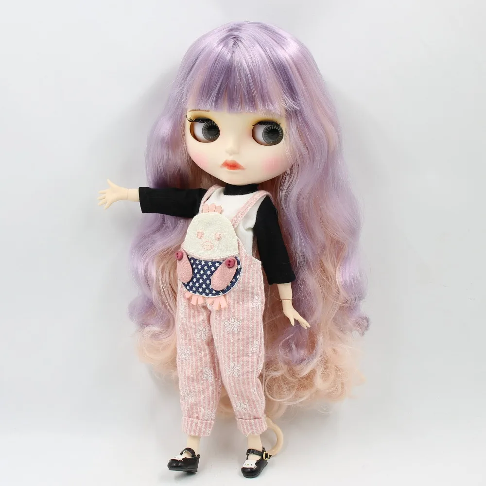 Ледяная кукла DBS Blyth фиолетовые и розовые волосы матовое лицо с бровью Карвен губы