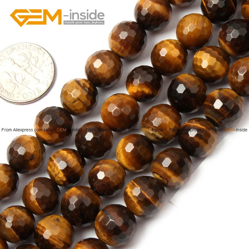 Натуральные Круглые граненые бусины тигровый глаз для изготовления ювелирных