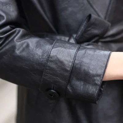 

2018 New Fashion Genuine Sheep Leather Trench H60