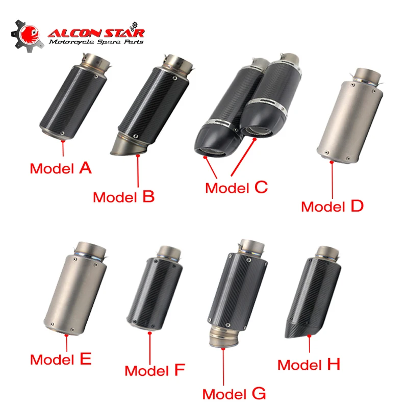 Alconstar 51mm/60mm Exhaust Muffler Tip Pip Silp On Motorcycle Silencer SC Exhaust System For Nmax CRF 230 Tmax 530 CB650F