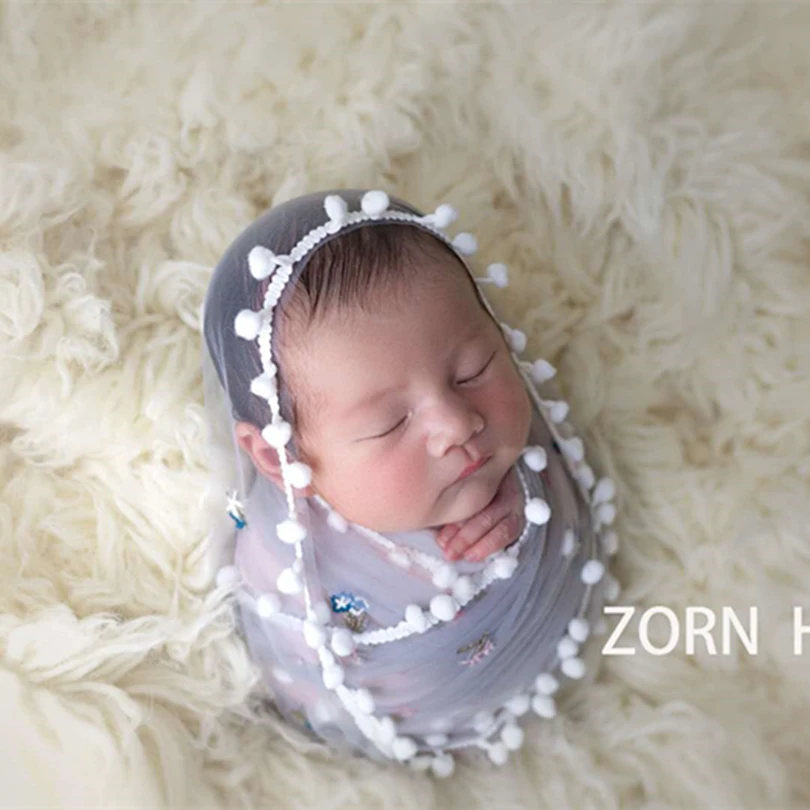 Handmade Stretch Wrap and Ruffer Hat Outfit Baby Boy Overall Newborn Bonnet Set Vintage Lace Photography Props | Детская одежда и