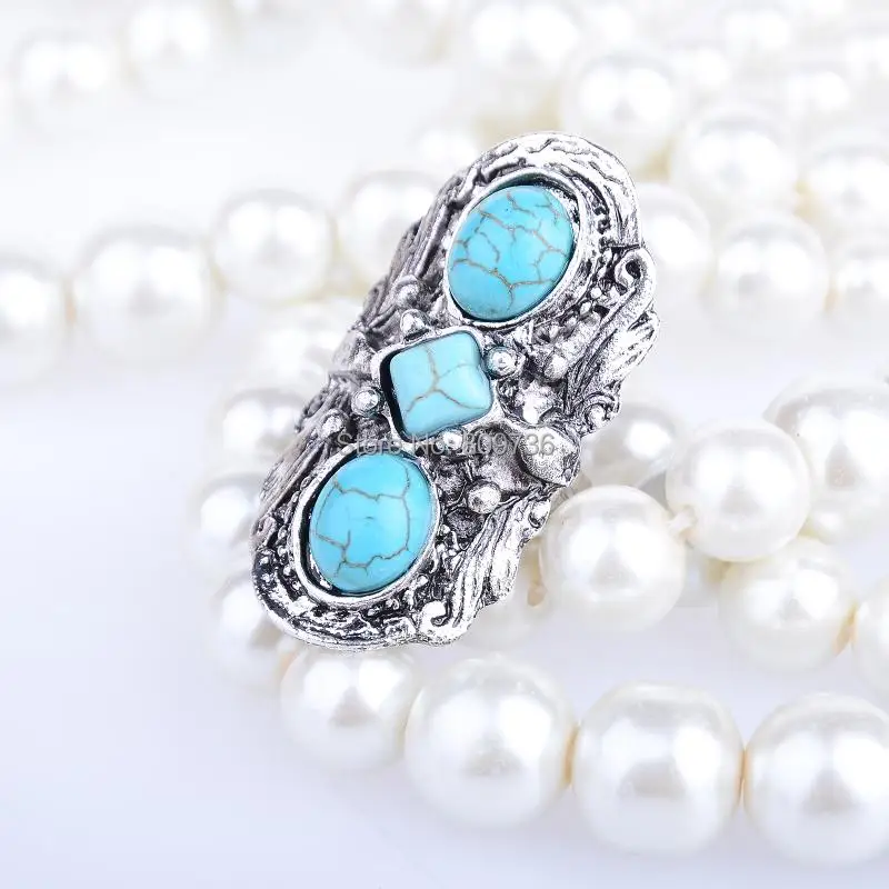 Винтажное кольцо в богемном стиле с голубым камнем для женщин старинное