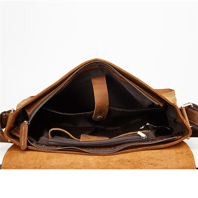 

Nesitu High Quality A4 Vintage Brown Thick Durable Crazy Horse Leather Men Messenger Bag Genuine Leather Male Shoulder Bag M6322