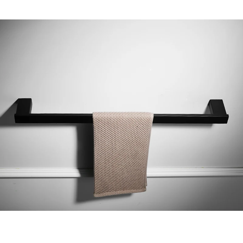 Single towel rack 304 нержавеющая сталь полотенце бар туалет щетка черный аксессуары для ванной комнаты полотенце кольцо крючки для халатов аксессуары для ванной комнаты Набор - Цвет: Single towel rack