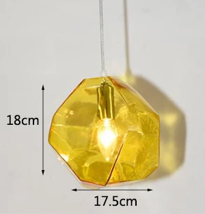 Yellow S Современный минималистский индивидуальный цветной стеклянный подвесной светильник E14 креативная лампа для кухни гостиной спальни ванной ресторана - Цвет корпуса: Yellow S