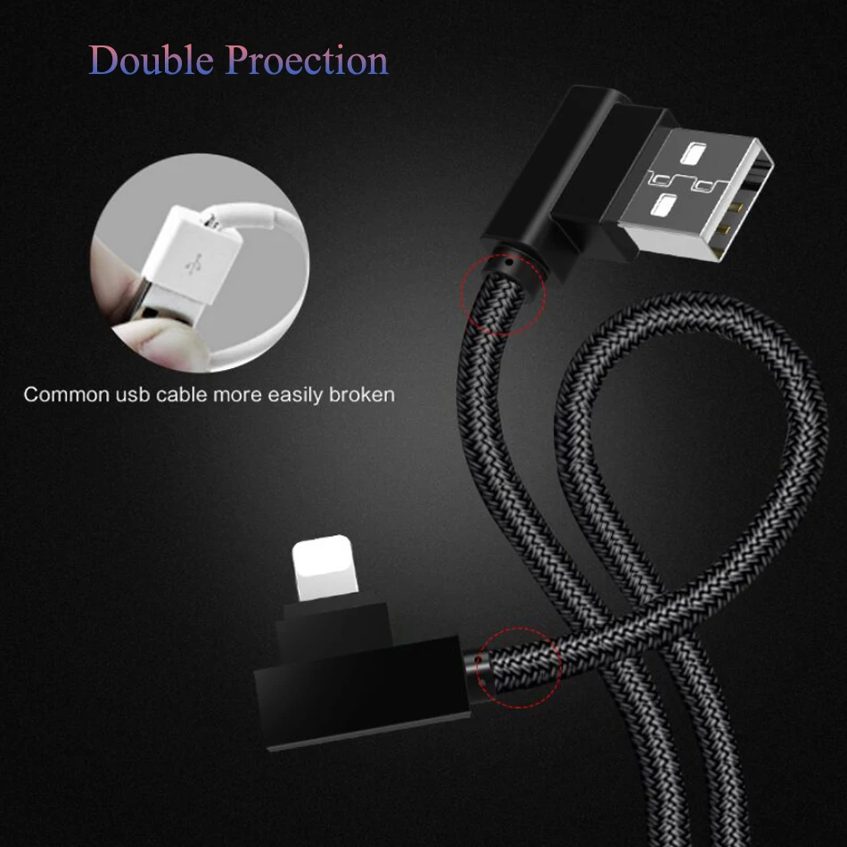 ROCK 90 градусов USB кабель для lightning Кабель быстрой зарядки кабели передачи данных