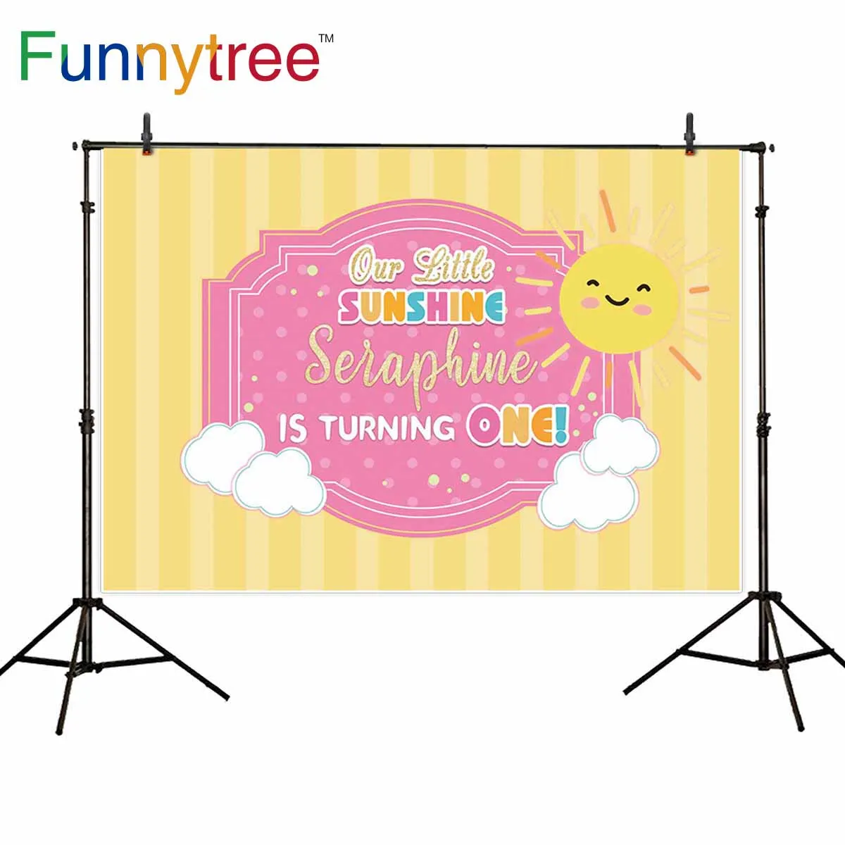 Фоны funnytree для фотостудии Солнечный свет полосы мультфильм дети день рождения на