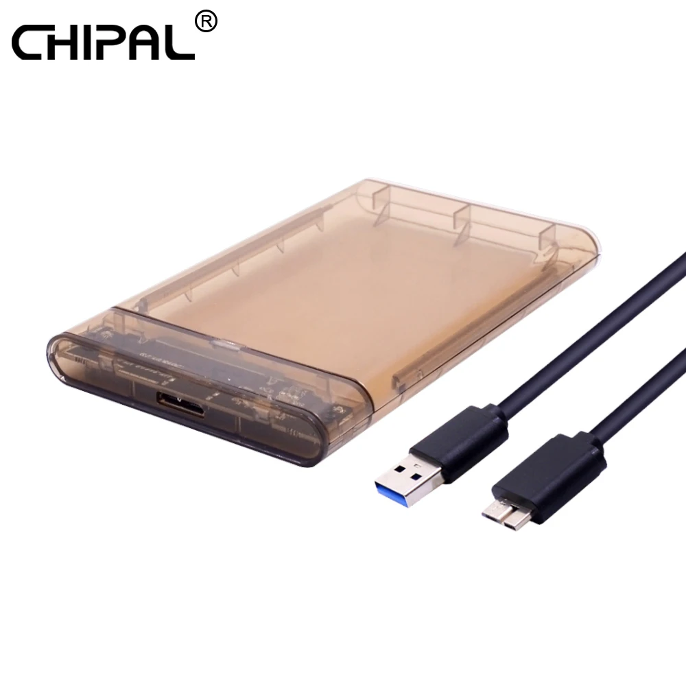 CHIPAL 5 Гбит/с прозрачный 2," HDD чехол SATA 3,0 на USB 3,0 внешний корпус жесткого диска для 2 ТБ SSD HD Box UASP протокол - Цвет: With Cable