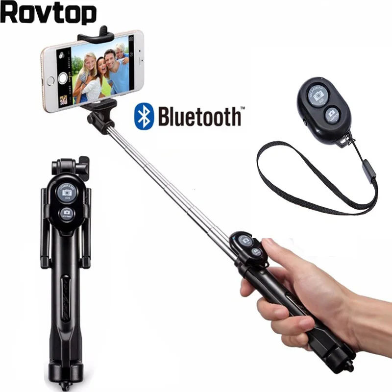 Rovtop 3 в 1 Алюминий штатив монопод селфи Палка с Bluetooth кнопкой палка для huawei samsung Iphone