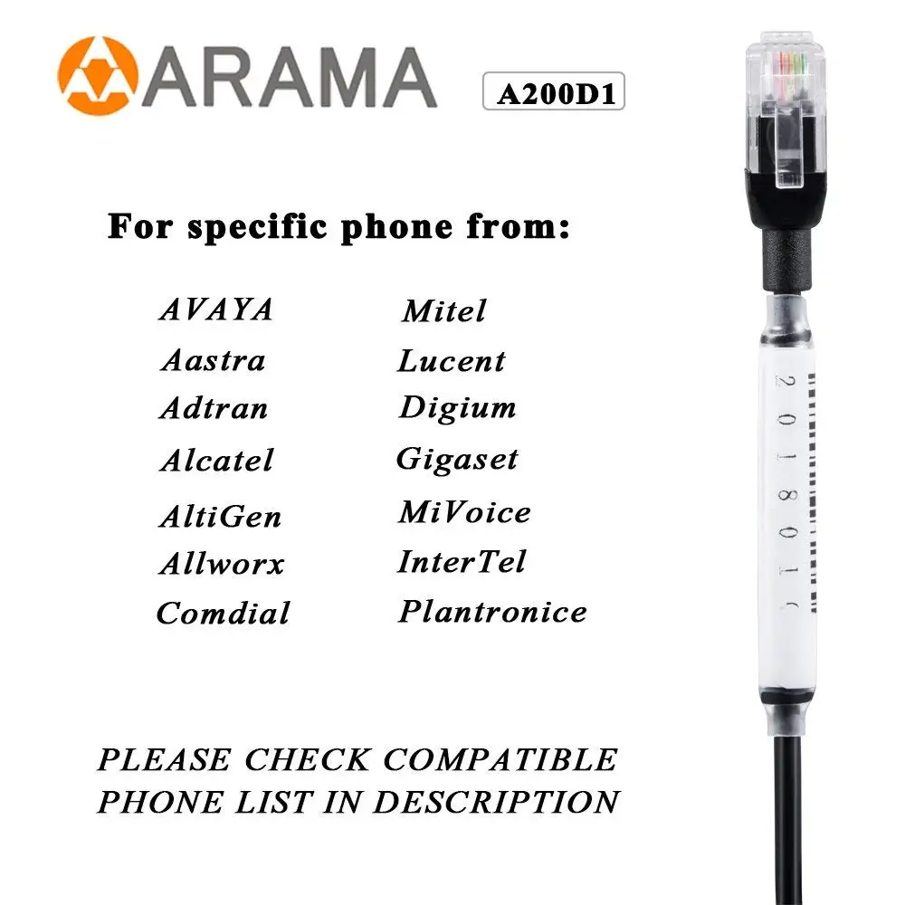Wantek Arama Проводная гарнитура подойдет как для повседневной носки, так w/Шум Микрофон функцией шумоподавления для NEC Nortel Avaya ShoreTel Plantronics Polycom Siemens RJ11 Heaphones