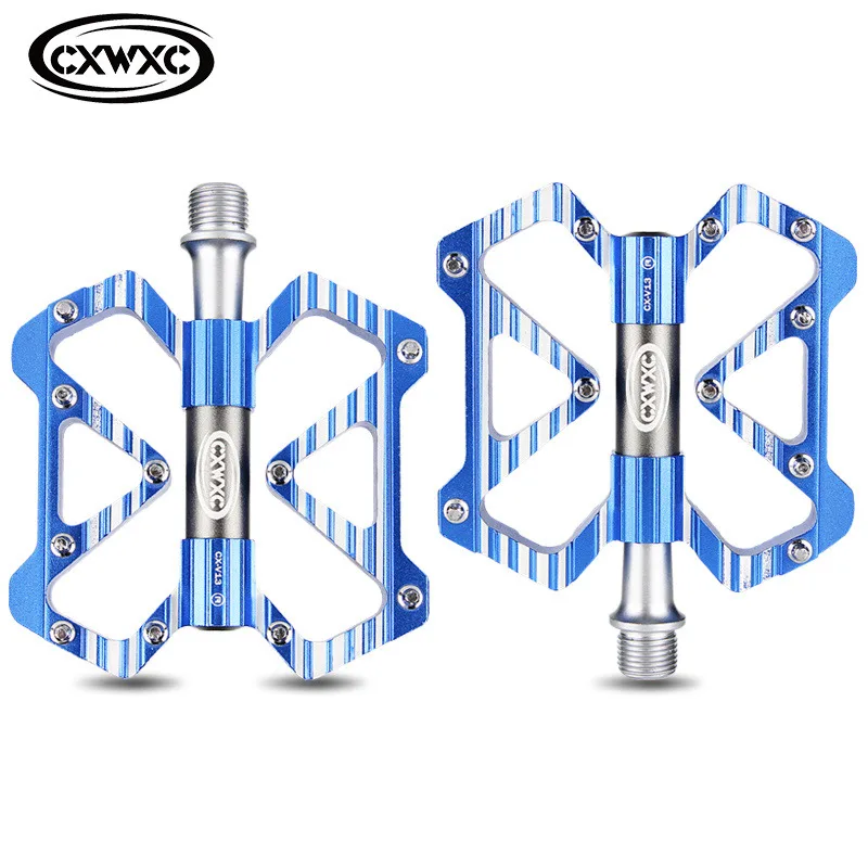 Blue Педали для горного велосипеда MTB педали для велосипеда плоские педали из алюминиевого сплава велосипедные противоскользящие 3 подшипника на платформе педали велосипедные аксессуары - Цвет: Blue
