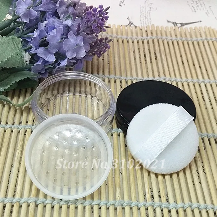 10 шт./лот мини пустая пудра черного цвета компактная с сетчатым ситечком и