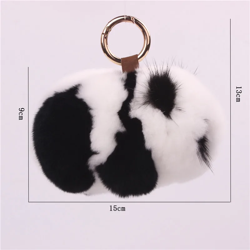 Rex Rabbit Fur Panda Keychain Mink Jewelry Plush Bag Pendant Hanging Luxury Pom Gifts for Women | Украшения и аксессуары
