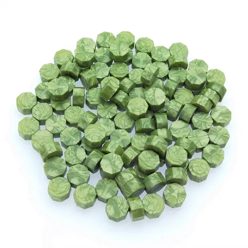 Green mustard 100 шт./лот, ретро Восьмиугольные штамповочные восковые бусины, восковая печать, штемпели для конвертов, документов, свадебных приглашений, декоративные поставки - Цвет: Green mustard