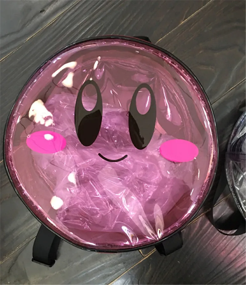 Кирби супер звезда Круглый прозрачный Рюкзак kawaii сумка девушки женщина стиль