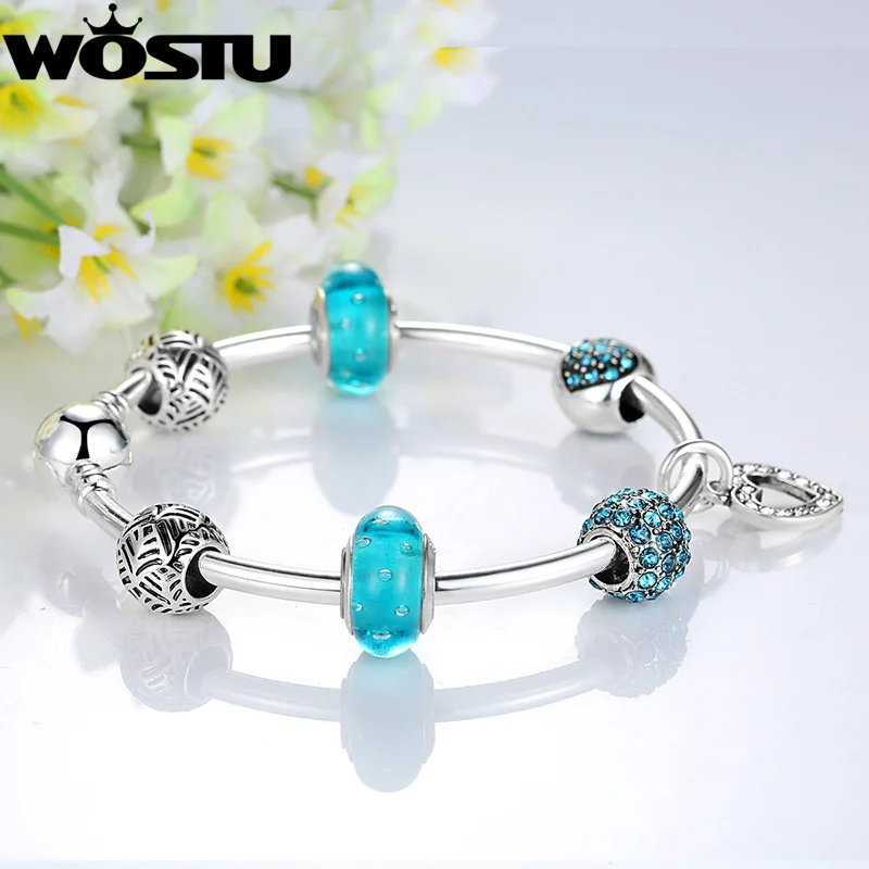 Хит продаж очаровательный браслет с голубым сердцем и для женщин модные