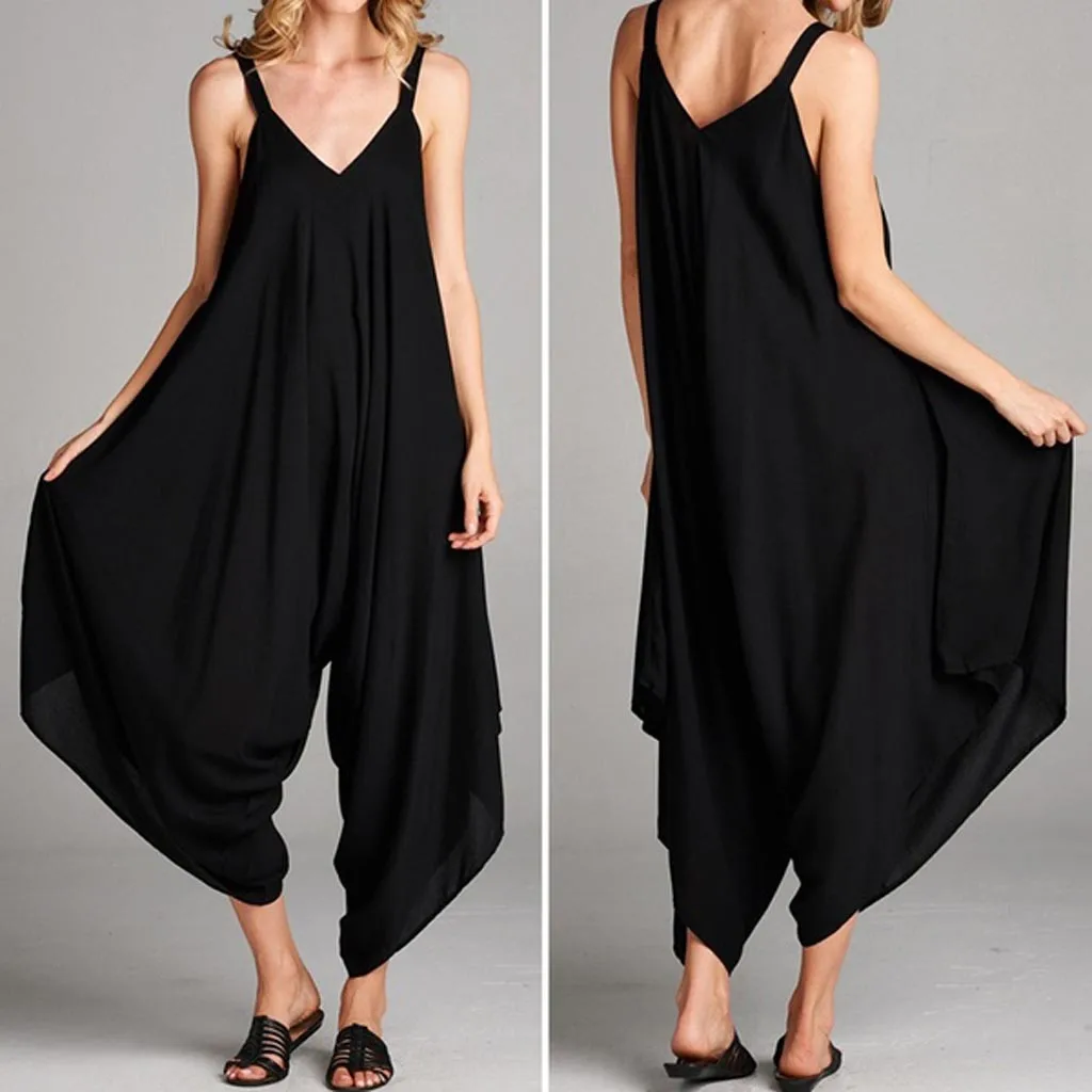 Womail Fashion комбинезон Для женщин Комбинезоны Свободные Повседневное комбинезон ппартияной шерстяной ткани с пикантными ремешками; туфли с v-образным вырезом комбинезон для женщин; Прямая поставка May29