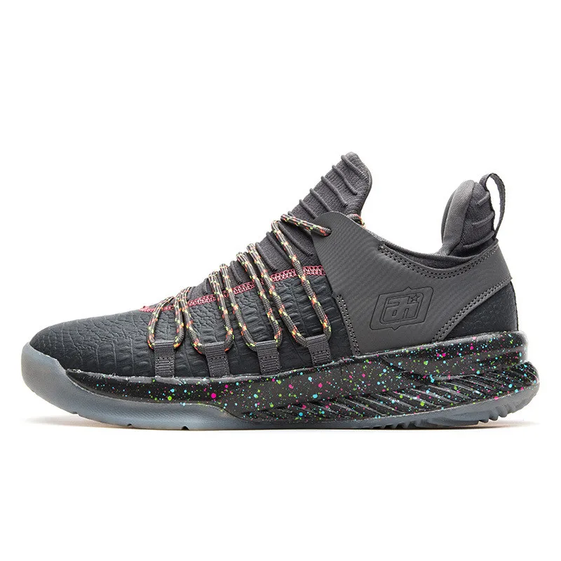 Темно-серый New Men Basketball Shoes For Women Cushion Athletic Basquete Boots Trainers Black sneakers Outdoor Walking Sneakers 39-45 - Цвет: Темно-серый