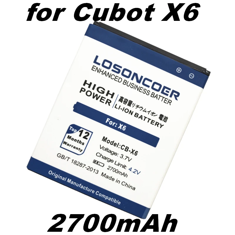 Высококачественный аккумулятор LOSONCOER 2700 мАч для Cubot X6 | Мобильные телефоны и