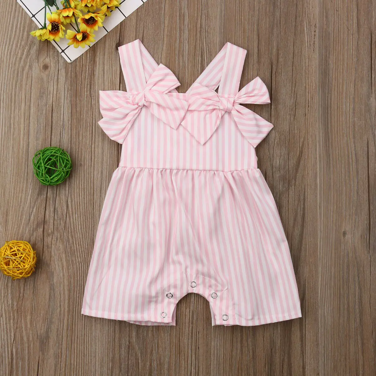 Летняя одежда для новорожденных Комбинезоны маленьких девочек полосатый