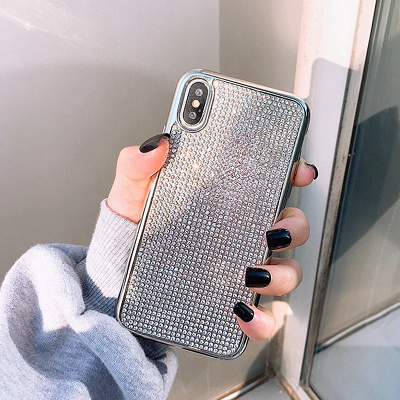 INS Роскошный чехол со стразами для телефона iPhone 8 plus XS Max/XR/iPhone7 серебристый |