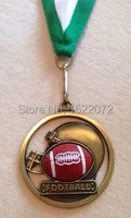 high quality custom football 3d medal award neck ribbon low price custom made cut out 3d sport medals coins