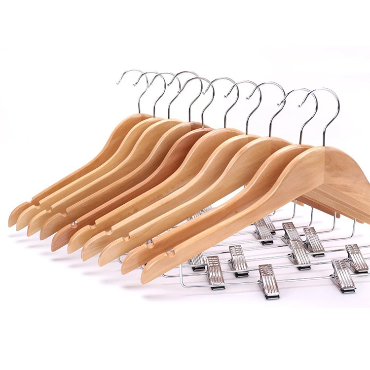[Бесплатная доставка] Φ с зажимами для костюмов (10 шт./лот)|hangers with clips|wooden hangerswooden