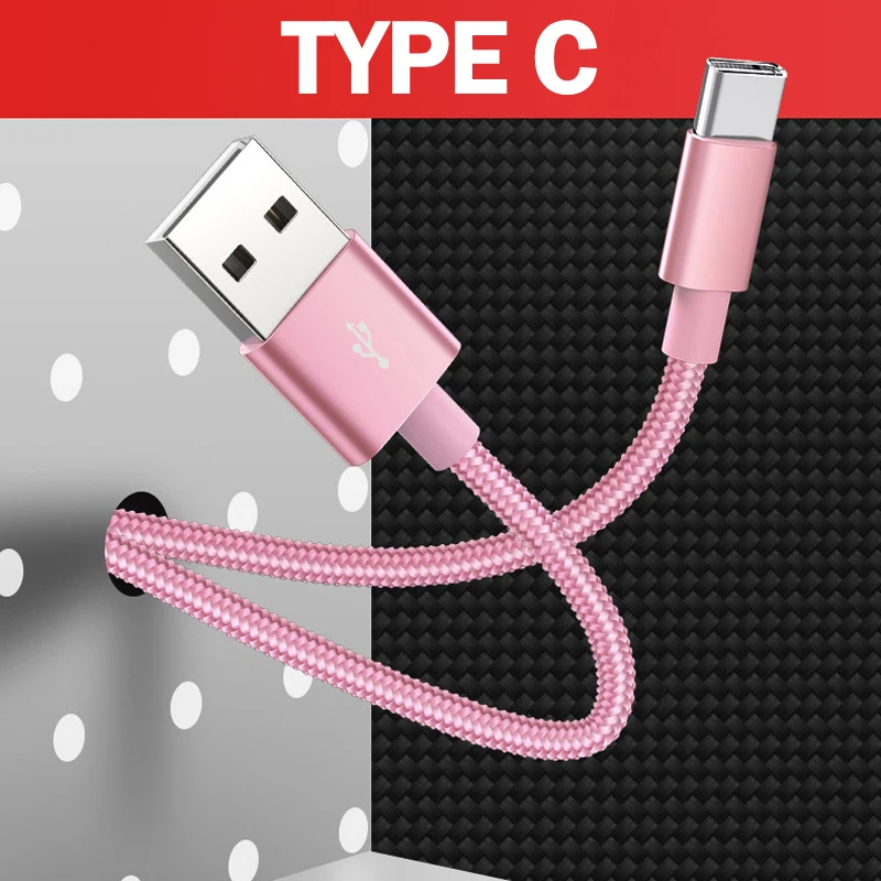 Кабель для быстрой зарядки и передачи данных type C Xiaomi K20 Pro samsung S8 S10 S9 USB нейлоновый