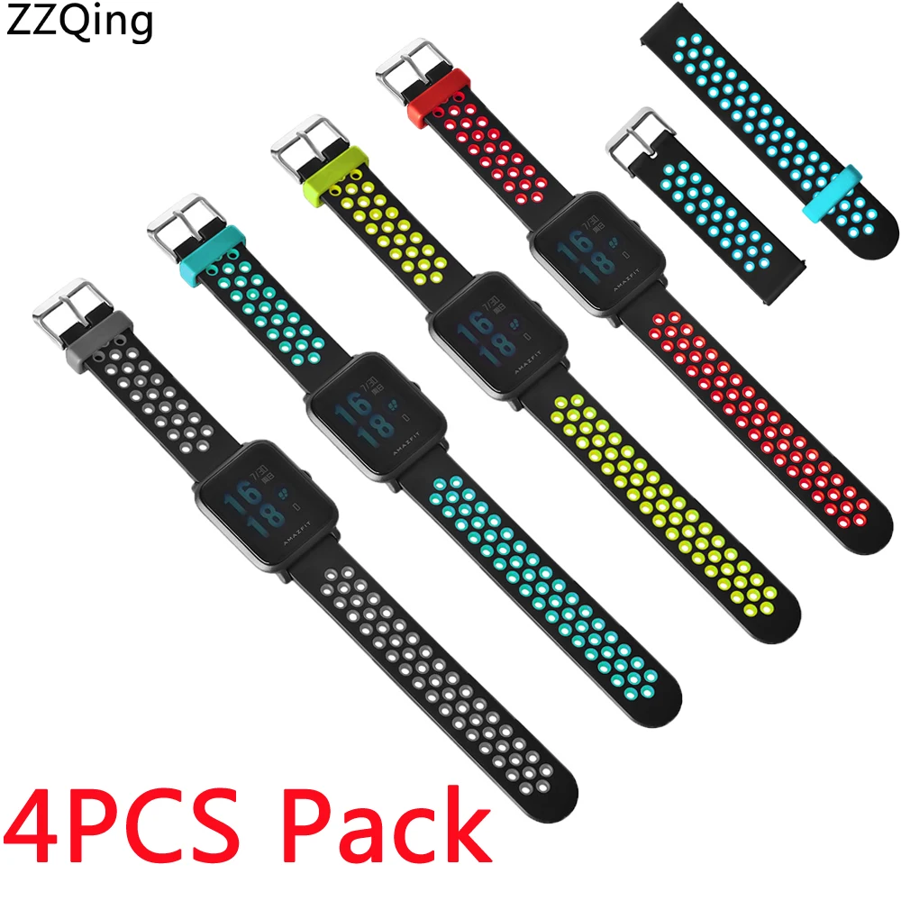 4 шт. упаковка для xiaomi Amazfit Bip ремешок силиконовый браслет ремень спортивный