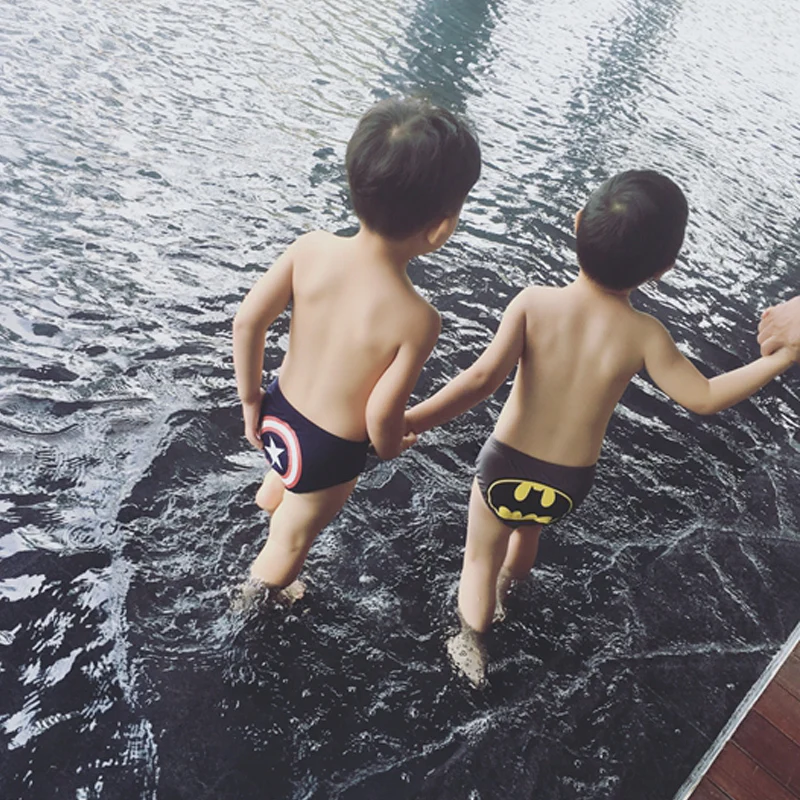 New Summer Boy Swimwear 2018 Children Swim Trunks for Boys Cartoon Cute Baby Triangle Swimming Clothes Hero Style Shorts |