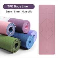 durable tpe body line yoga mat 6mm 18361cm for yoga beginners to protect joints non slip fitness mat yoga tpe acupressure mat