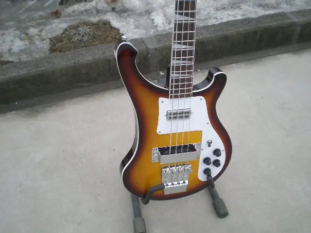 Горячая Распродажа ricken круглая винтажная sunburst цветная задняя бас гитара