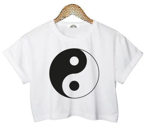 Женский укороченный топ с принтом YING YANG Tai Chi Летняя короткая футболка